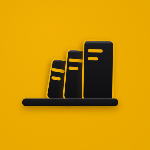 The Document Organiser app icon: three documents leaning together, black on mustard